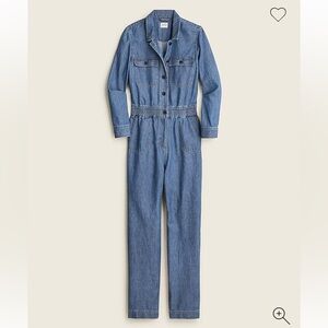 J.Crew Blue Denim Cinched Waist Organic Cotton Jumpsuit NEW